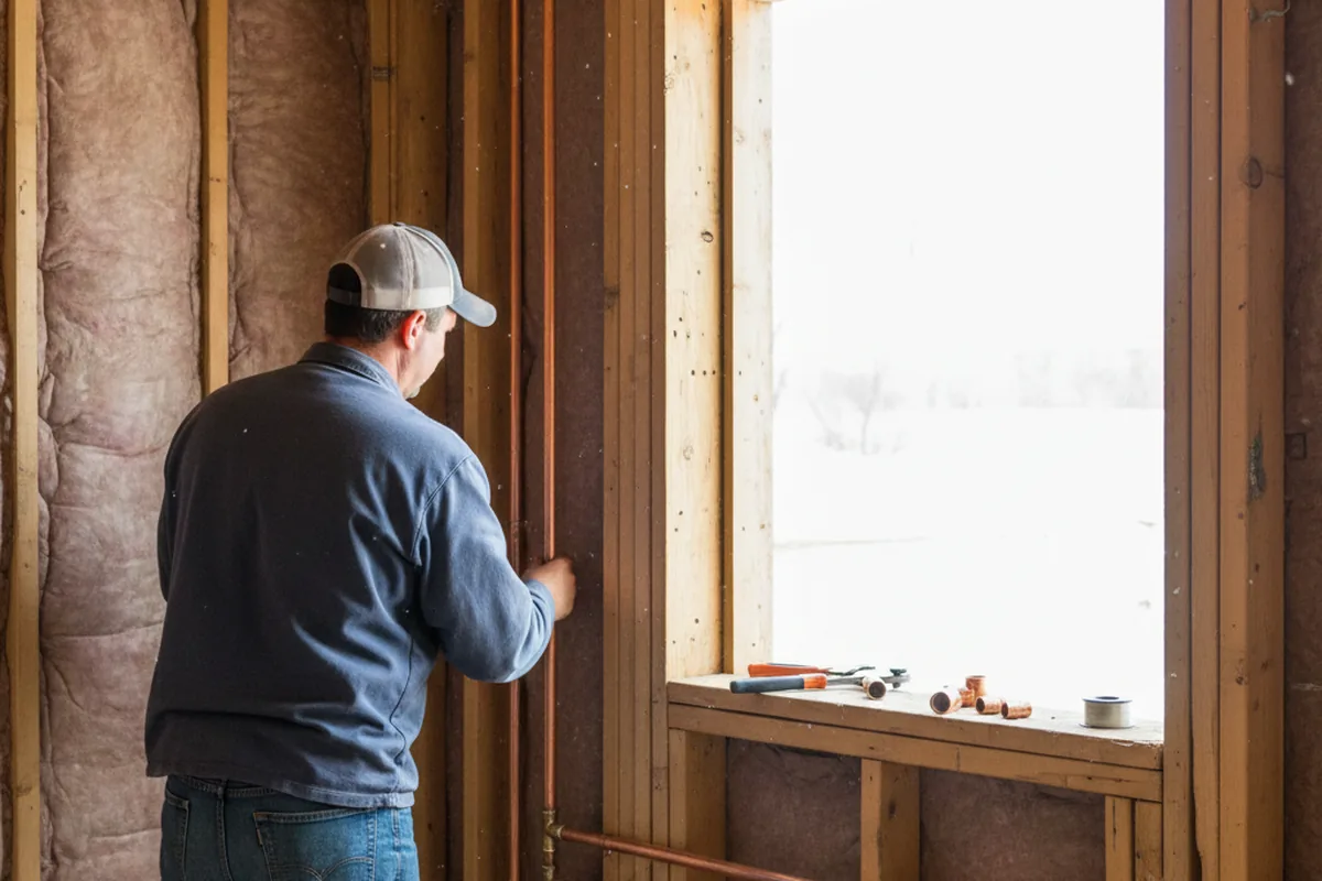 Licensed plumber running new copper supply lines in a Camp Meeker home