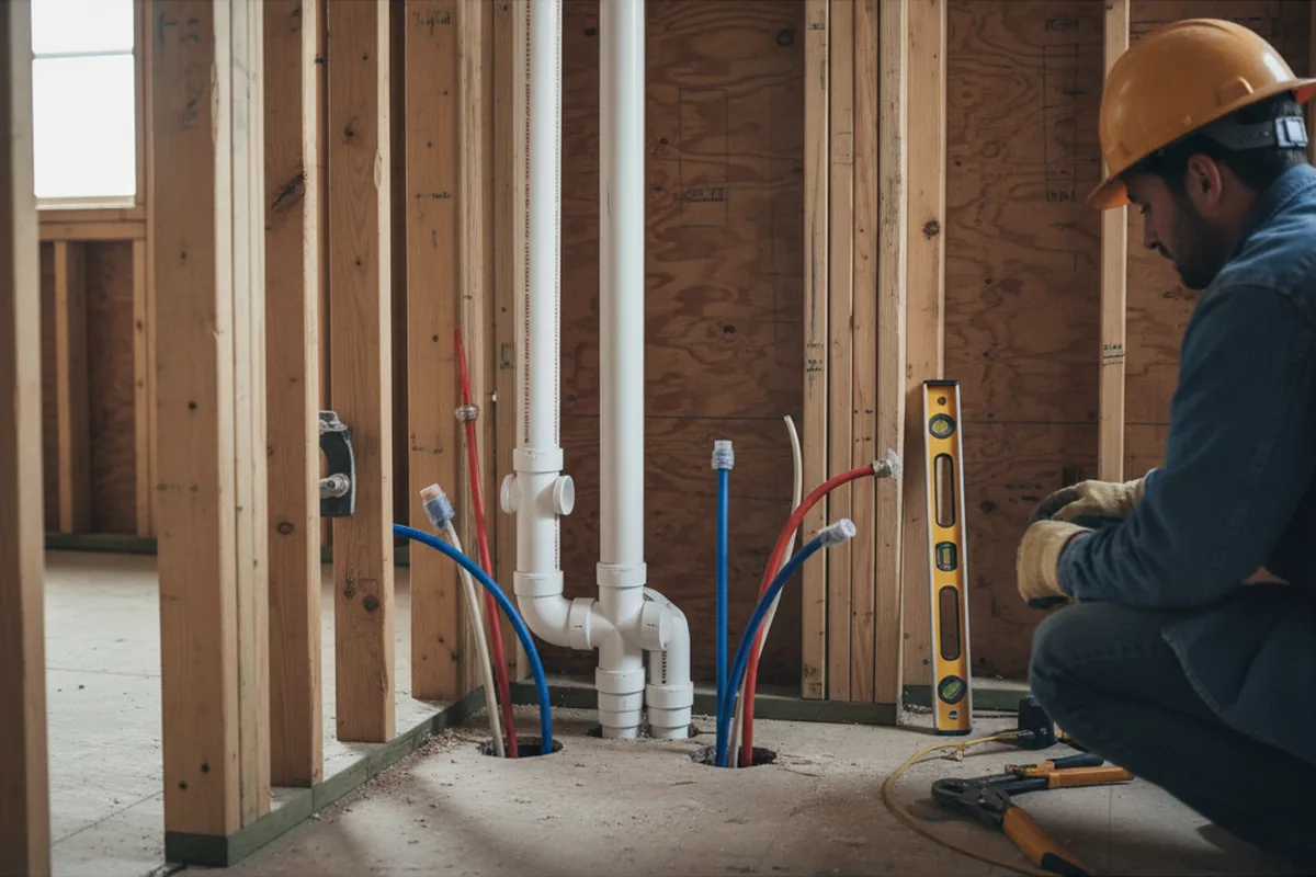 Drain and supply rough-in during Sump Pump Repair in Camp Meeker