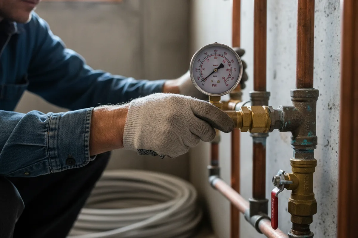 Pressure testing a repaired line during Water Line Repair in Camp Meeker